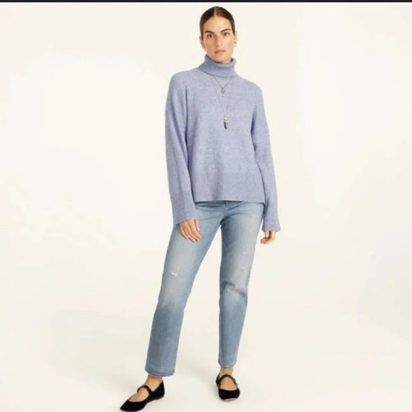 J. Crew merino wool alpaca blend turtle neck split hem wide on trend sleeves xs - Picture 5 of 15